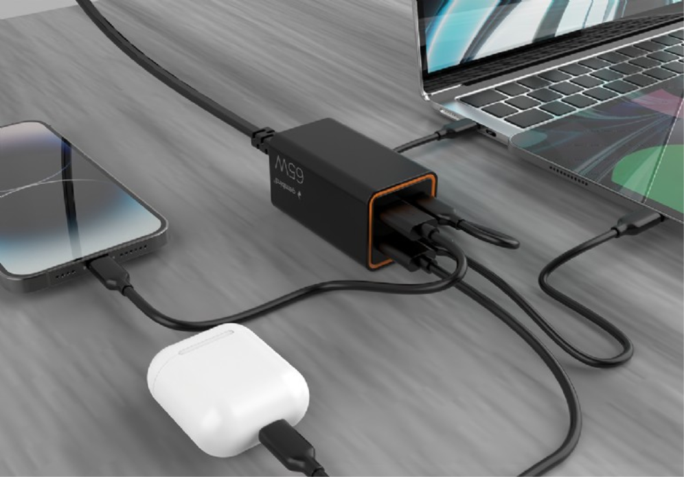 CARGADOR RAPIDO GEMBIRD USB POWERDELIVERY GAN DE 4 PUERTOS 65 W NEGRO - detalle