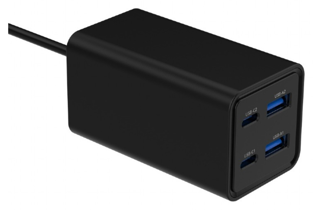 CARGADOR RAPIDO GEMBIRD USB POWERDELIVERY GAN DE 4 PUERTOS 65 W NEGRO - detalle