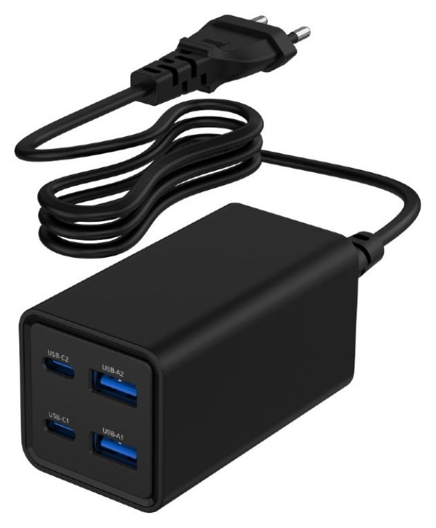 CARGADOR RAPIDO GEMBIRD USB POWERDELIVERY GAN DE 4 PUERTOS 65 W NEGRO