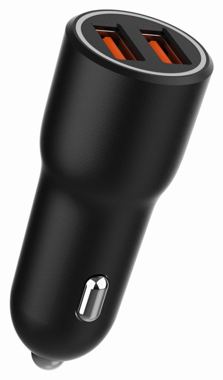 CARGADOR RAPIDO PARA COCHE GEMBIRD CON 2 PUERTOS USB, QC3.0, 36 W, NEGRO - detalle