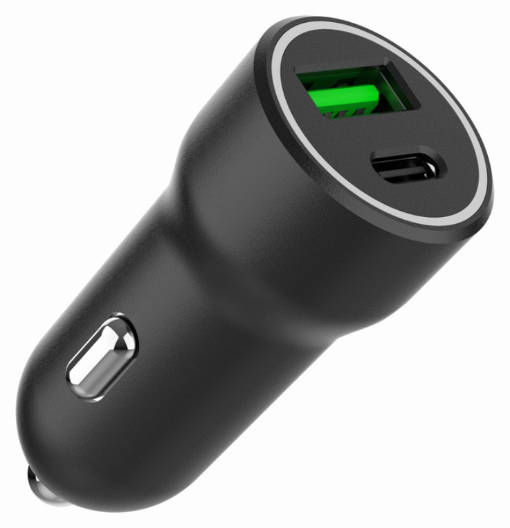 CARGADOR RAPIDO PARA COCHE GEMBIRD CON 2 PUERTOS USB, TIPO C PD, 20 W, NEGRO - detalle