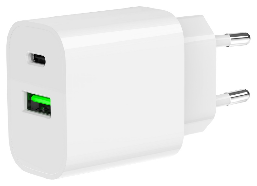 CARGADOR RAPIDO USB GEMBIRD DE 2 PUERTOS Y 20 W, BLANCO