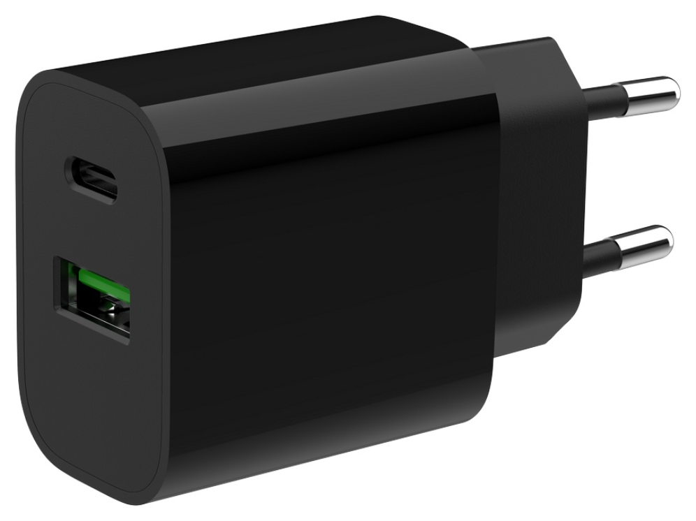 CARGADOR RAPIDO USB GEMBIRD DE 2 PUERTOS Y 20 W, NEGRO