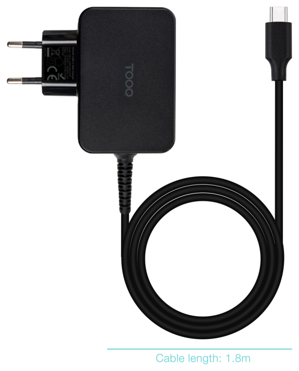 CARGADOR TOOQ PORTATIL GAN USB-C PD 45W NEGRO - detalle
