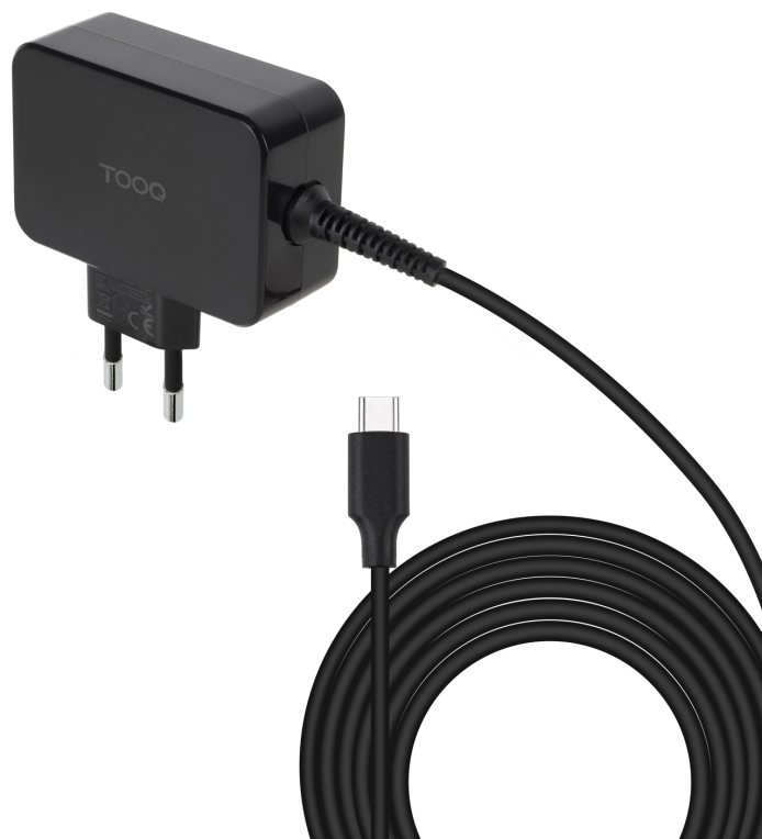 CARGADOR TOOQ PORTATIL GAN USB-C PD 45W NEGRO