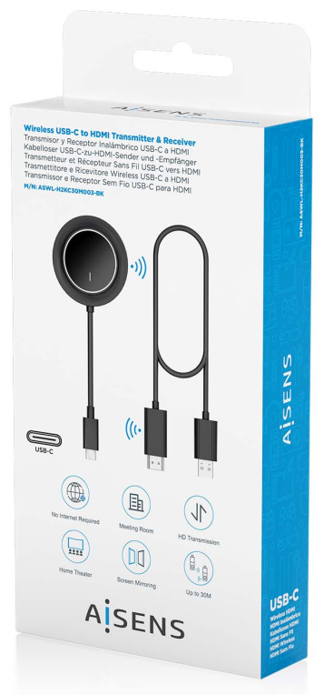CARGADOR USB-C A HDMI INALAMBRICO AISENS 1080P 30M NEGRO - detalle