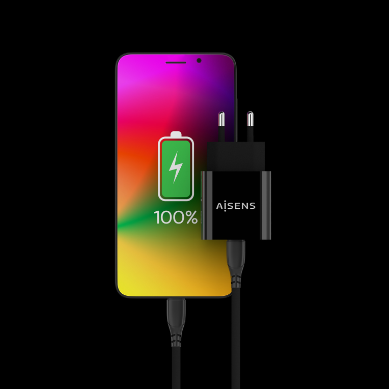 CARGADOR USB-C AISENS PD3.0 1 PUERTO 1xUSB-C 20W NEGRO - detalle