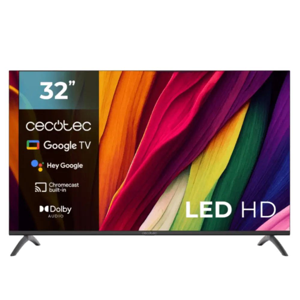 Televisor LED CECOTEC 32" HD Smart TV negro, pantalla grande y moderna para entretenimiento en el hogar.