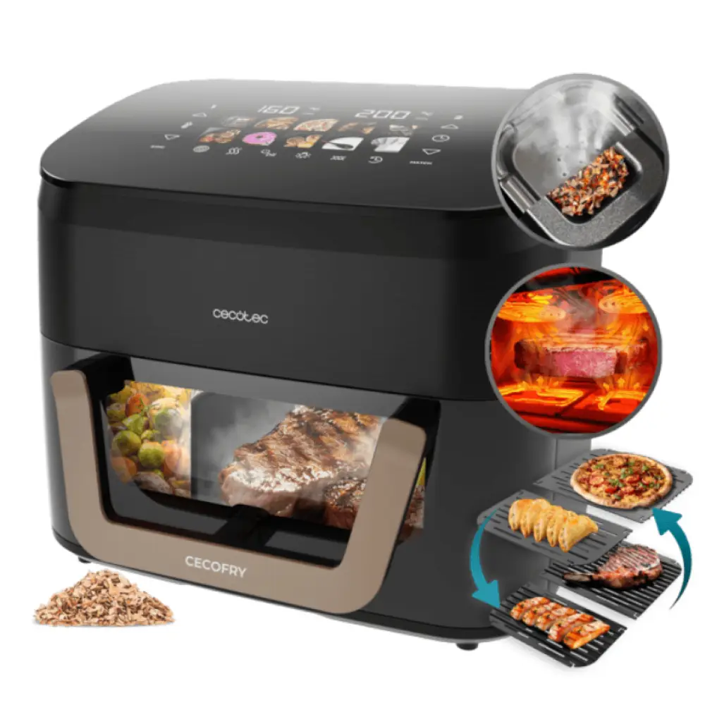 Cecotec Cecofry&Grill Smokin' 11000 Plus Sencillo 11 L Independiente 2900 W Freidora de aire caliente Negro