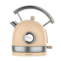 Hervidor de agua CECOTEC ThermoSense 420 de 1.8 L y 2200 W en color beige, con diseño vintage y elegante.