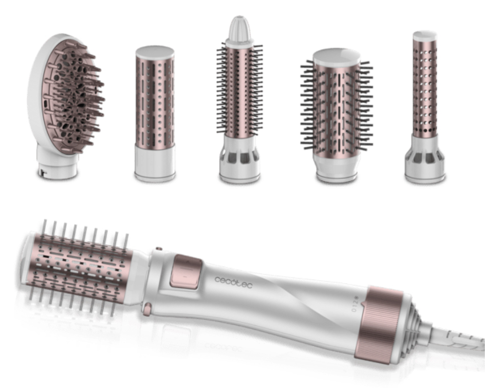 Cecotec 03446 Utensilio de peinado Herramienta de peinado con múltiples accesorios Caliente Gris. Oro rosado 1000 W 1.8 