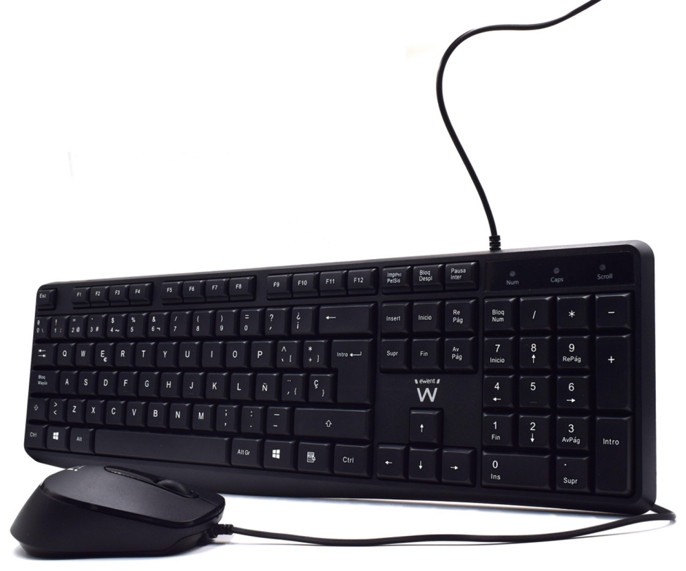 COMBO TECLADO RATON EWENT ESPAÑOL ESCRITURA SILENCIOSA USB NEGRO - detalle