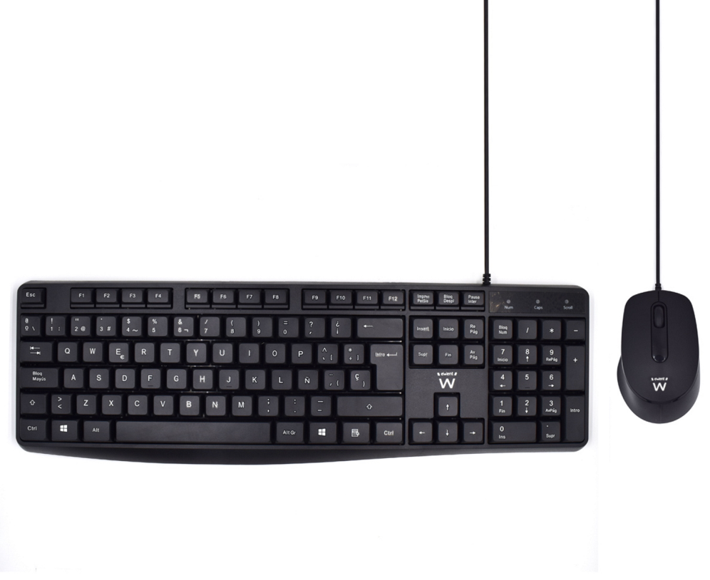 COMBO TECLADO RATON EWENT ESPAÑOL ESCRITURA SILENCIOSA USB NEGRO