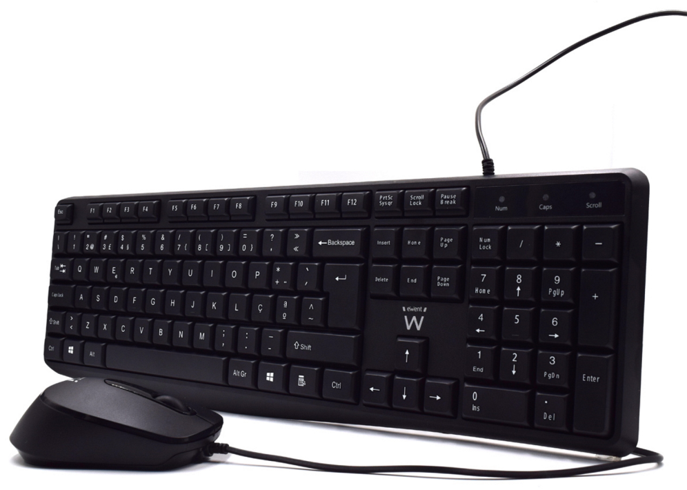COMBO TECLADO RATON EWENT PORTUGUES ESCRITURA SILENCIOSAUSB NEGRO - detalle
