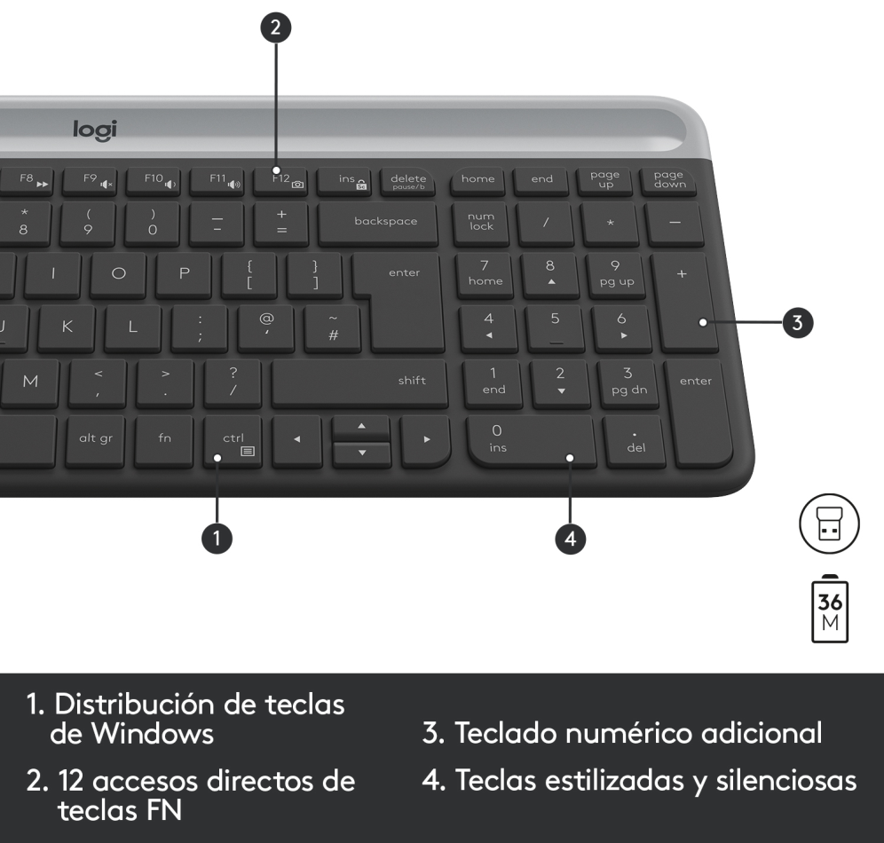 COMBO TECLADO RATON LOGITECH COMBO MK470 INALAMBRICO GRAFITO - detalle