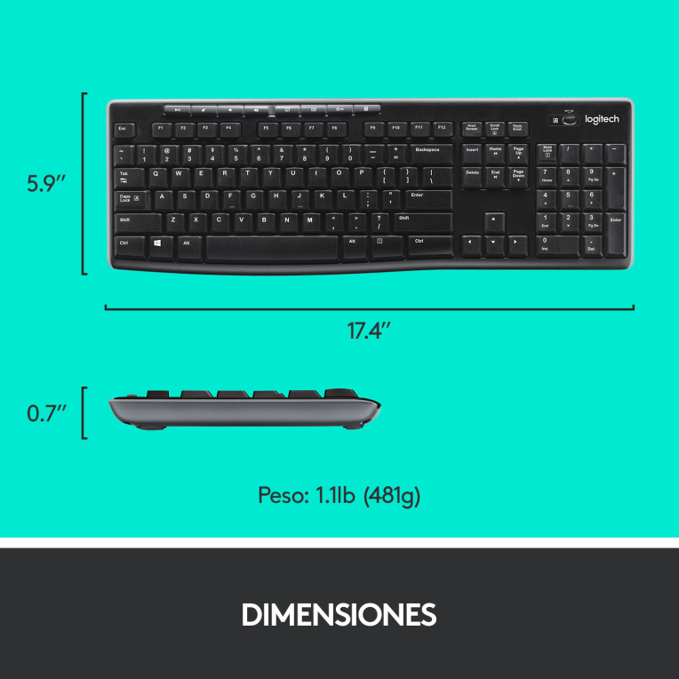 COMBO TECLADO RATON LOGITECH MK270 RF INALAMBRICO NEGRO - detalle