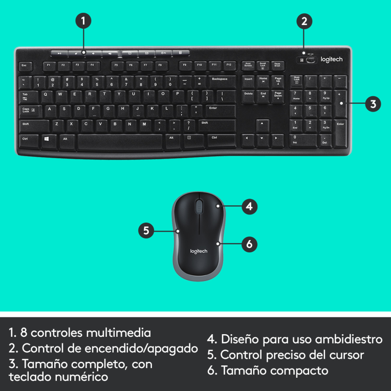 COMBO TECLADO RATON LOGITECH MK270 RF INALAMBRICO NEGRO - detalle