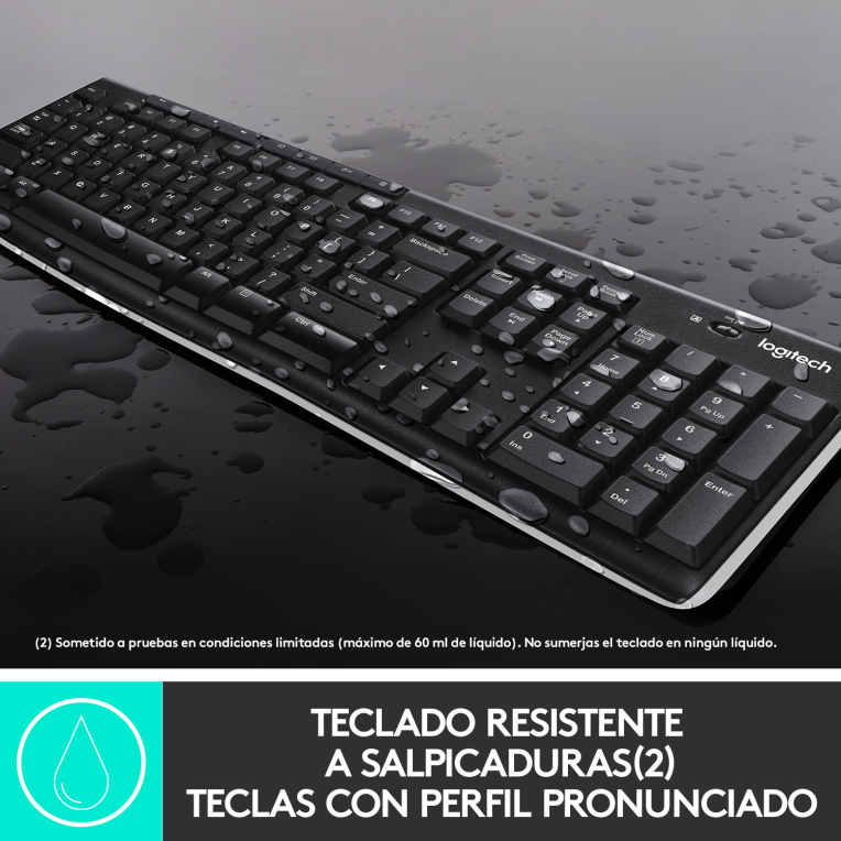 COMBO TECLADO RATON LOGITECH MK270 RF INALAMBRICO NEGRO - detalle