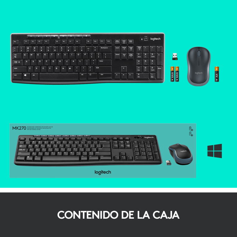COMBO TECLADO RATON LOGITECH MK270 RF INALAMBRICO NEGRO - detalle