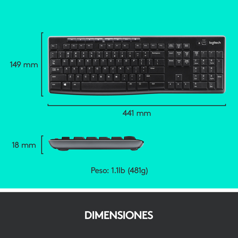 COMBO TECLADO RATON LOGITECH MK270 RF INALAMBRICO NEGRO - detalle