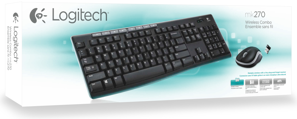 COMBO TECLADO RATON LOGITECH MK270 RF INALAMBRICO NEGRO - detalle