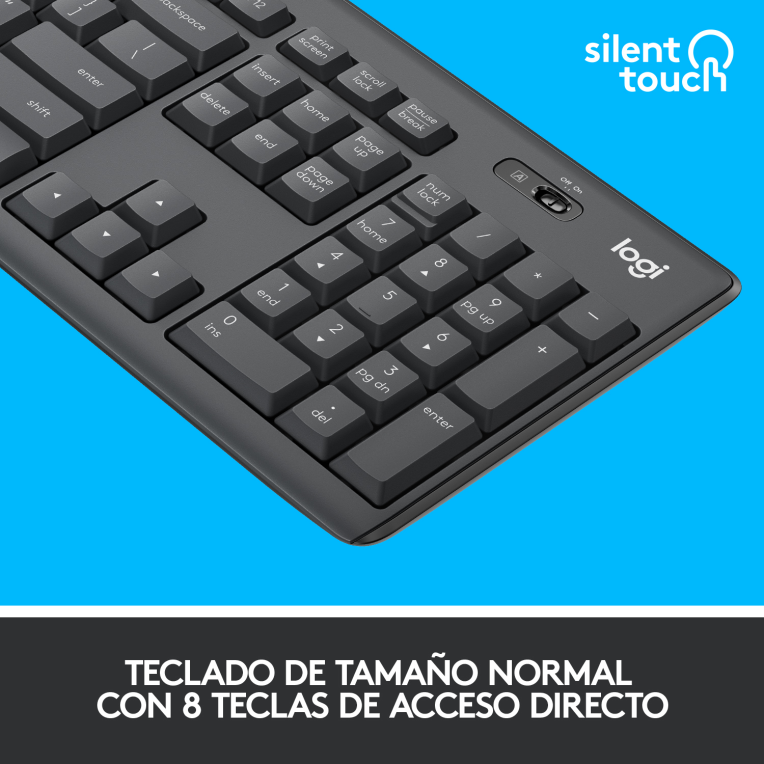 COMBO TECLADO RATON LOGITECH MK295 RF INALAMBRICO NEGRO - detalle