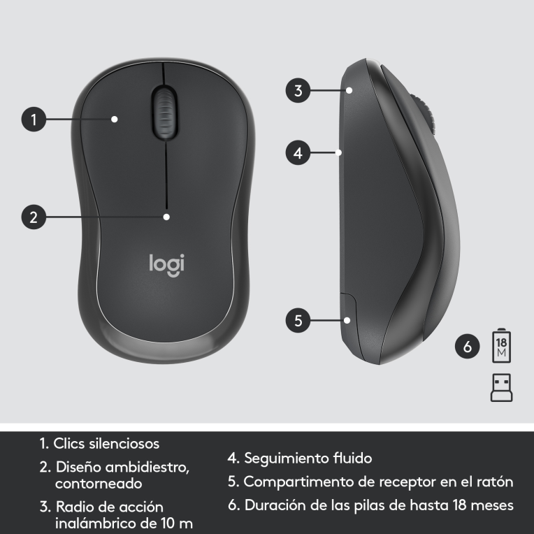 COMBO TECLADO RATON LOGITECH MK295 RF INALAMBRICO NEGRO - detalle
