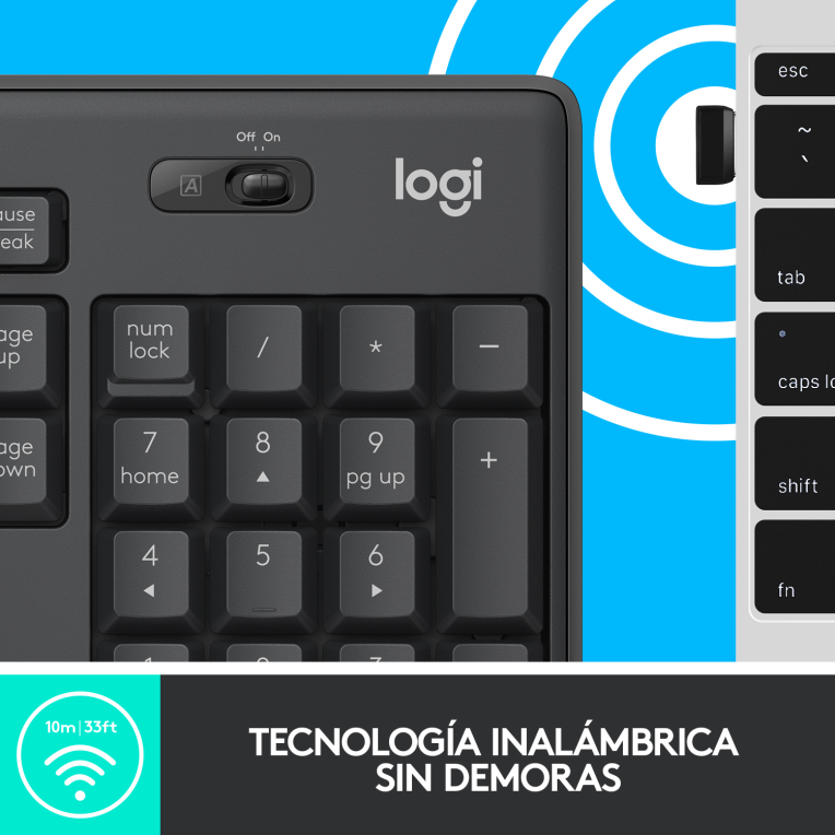 COMBO TECLADO RATON LOGITECH MK295 RF INALAMBRICO NEGRO - detalle