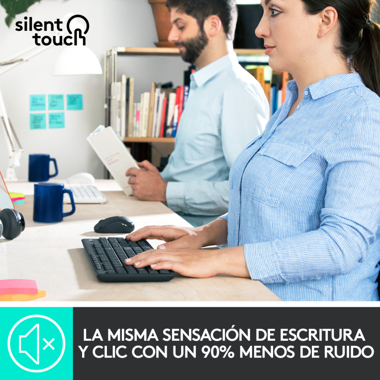 COMBO TECLADO RATON LOGITECH MK295 RF INALAMBRICO NEGRO - detalle