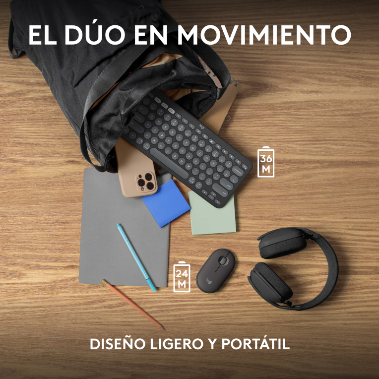 COMBO TECLADO RATON LOGITECH QWERTY INALAMBRICO GRAFITO - detalle