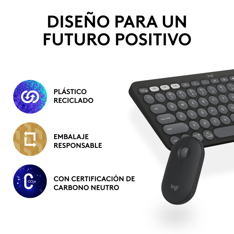 COMBO TECLADO RATON LOGITECH QWERTY INALAMBRICO GRAFITO - detalle
