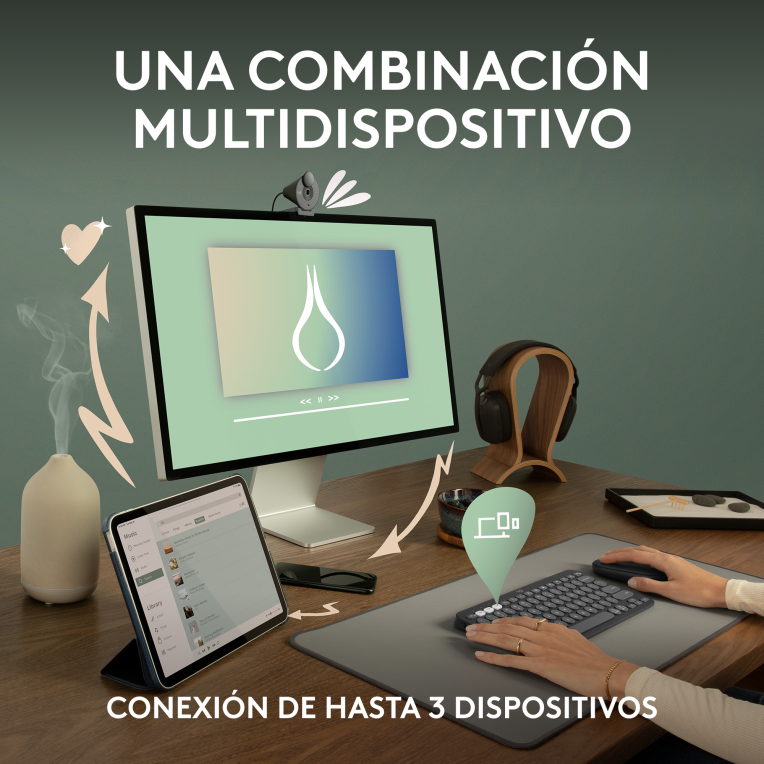 COMBO TECLADO RATON LOGITECH QWERTY INALAMBRICO GRAFITO - detalle