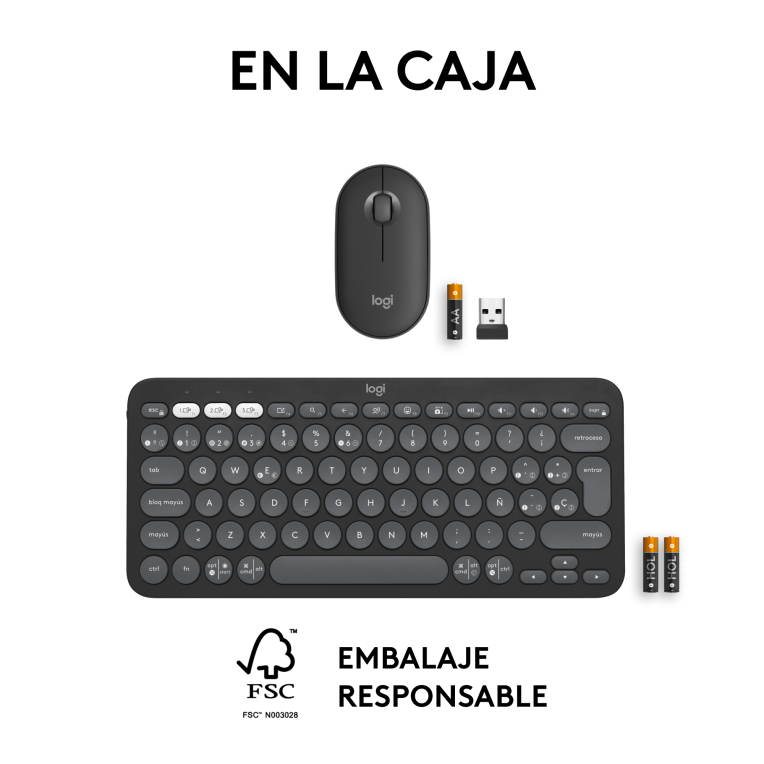 COMBO TECLADO RATON LOGITECH QWERTY INALAMBRICO GRAFITO - detalle