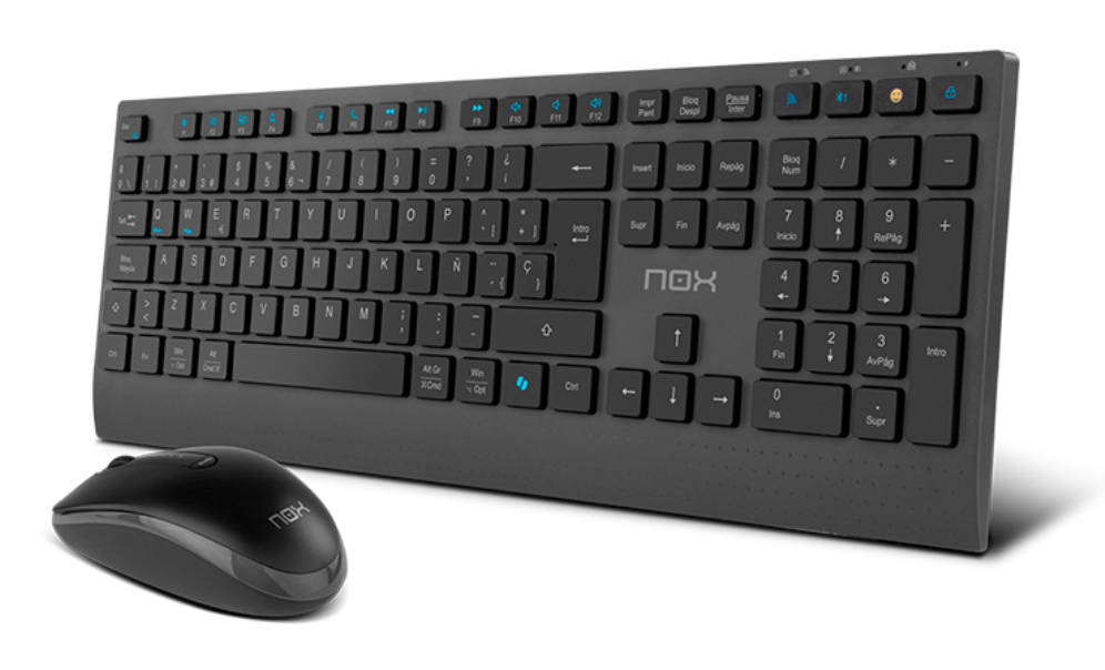NOX NXLITEDUOSP teclado Ratón incluido Hogar RF Wireless + Bluetooth QWERTY Español Negro