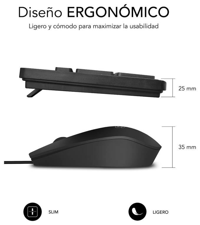 COMBO TECLADO RATON SUBBLIM BUSINESS SLIM USB NEGRO - detalle