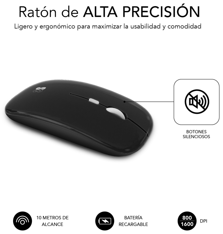 COMBO TECLADO RATON SUBBLIM MULTIDISPOSITIVO BLUETOOTH GRIS/NEGRO - detalle