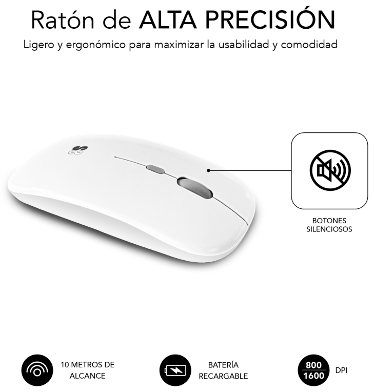COMBO TECLADO RATON SUBBLIM MULTIDISPOSITIVO BLUETOOTH PLATEADO/BLANCO - detalle