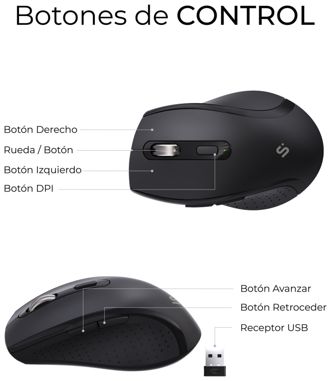 COMBO TECLADO RATON SUBBLIM PROWAVE ERGO INALAMBRICO NEGRO - detalle