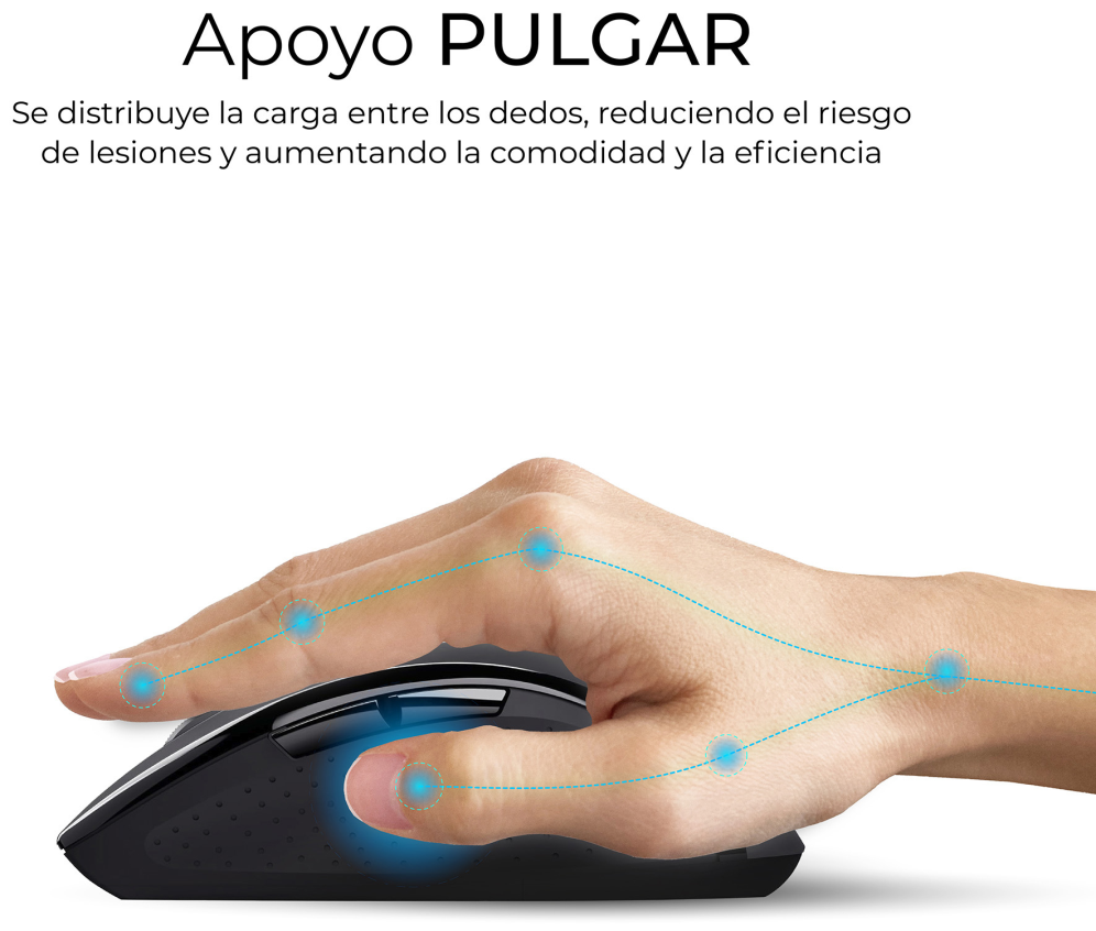 COMBO TECLADO RATON SUBBLIM PROWAVE ERGO INALAMBRICO NEGRO - detalle