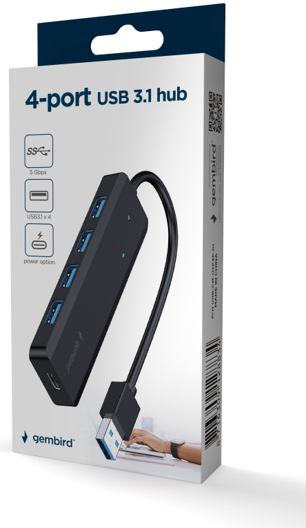 CONCENTRADOR GEMBIRD USB 3.1 (GEN.1) DE 4 PUERTOS - detalle