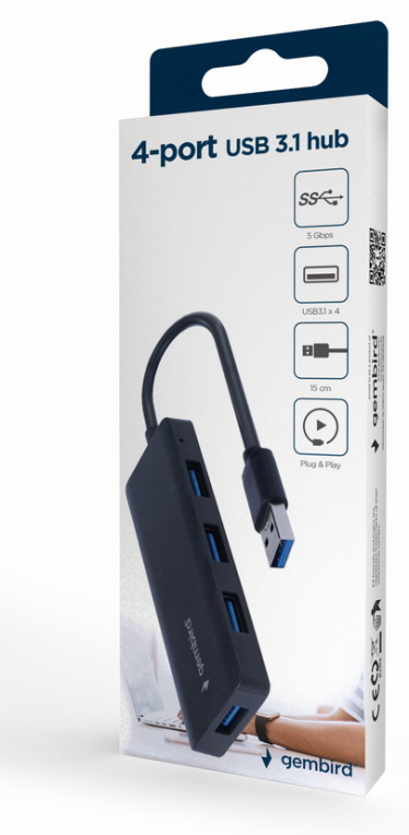 CONCENTRADOR GEMBIRD USB 3.1 (GEN.1) DE 4 PUERTOS - detalle
