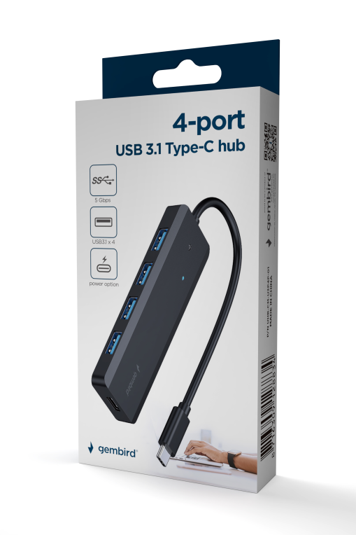 CONCENTRADOR GEMBIRD USB 3.1 (GEN 1) TIPO C DE 4 PUERTOS - detalle