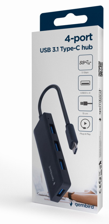 CONCENTRADOR GEMBIRD USB 3.1 (GEN 1) TIPO C DE 4 PUERTOS - detalle
