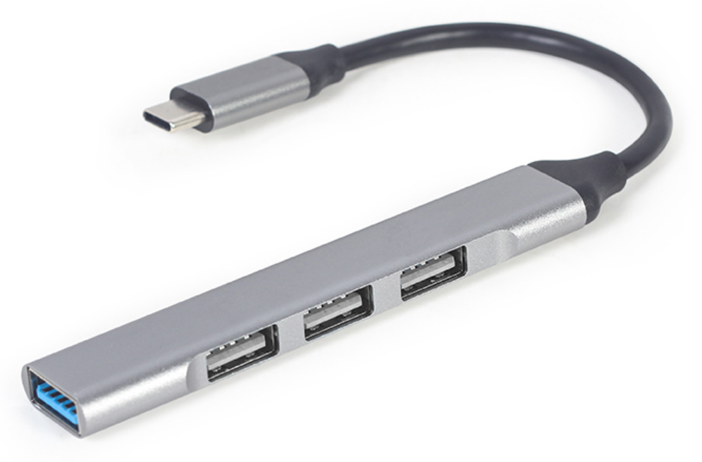 CONCENTRADOR GEMBIRD USB TIPO C - 4P (USB3 X 1 PUERTO, USB2 X 3 PUERTOS) SILVER
