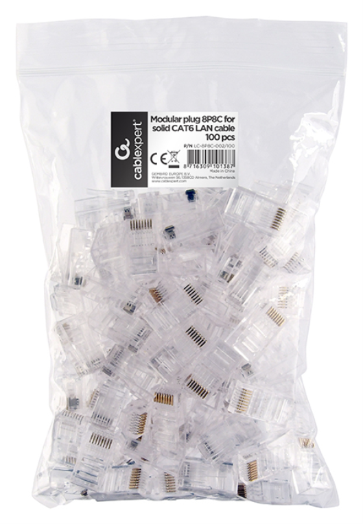 CONECTOR GEMBIRD RJ45 CAT6 BOLSA 100 UDS - detalle
