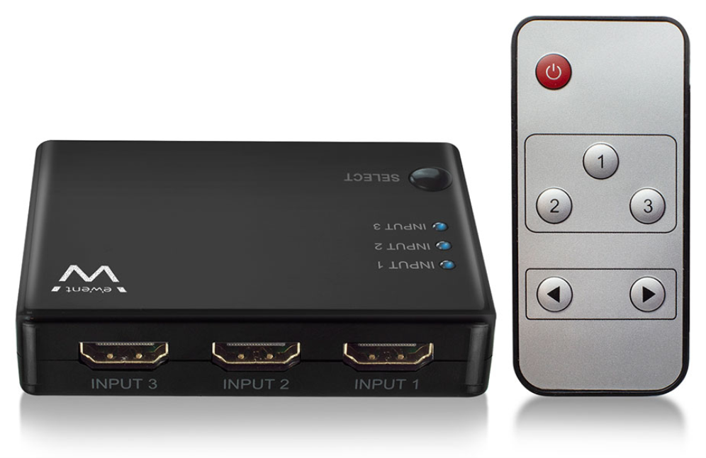 CONMUTADOR EWENT HDMI 3 PUERTOS 4K 30HZ USB MANDO A DISTANCIA