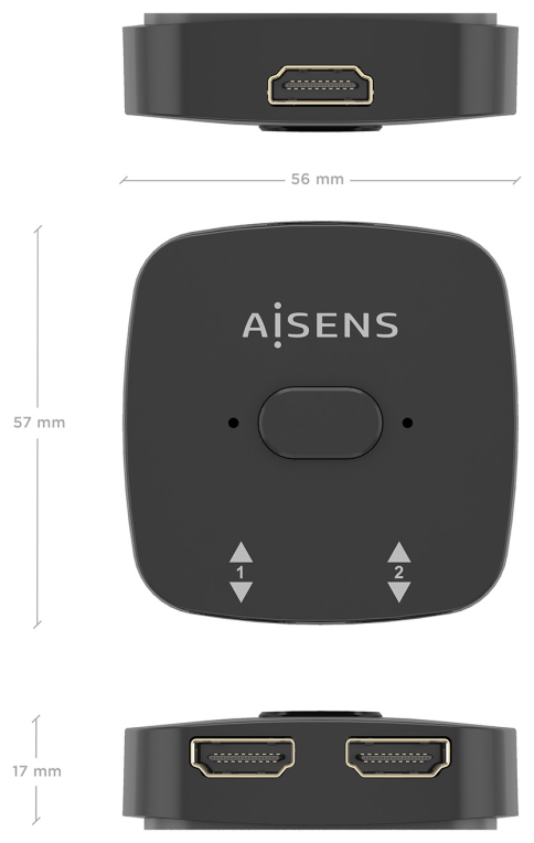 CONMUTADOR HDMI AISENS SWITCH 4K60HZ 2X1 NEGRO - detalle