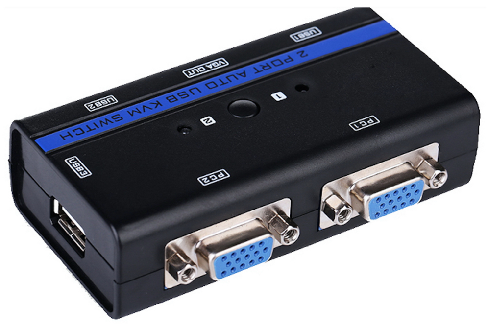 CONMUTADOR KVM AISENS VGA USB 1U-2PC+CABLE NEGRO