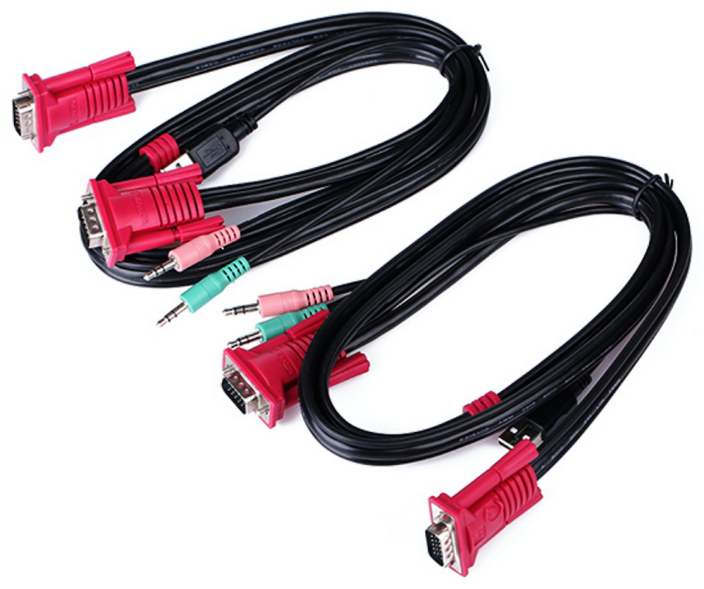 CONMUTADOR KVM AISENS VGA USB 1U-2PC+CABLE NEGRO - detalle