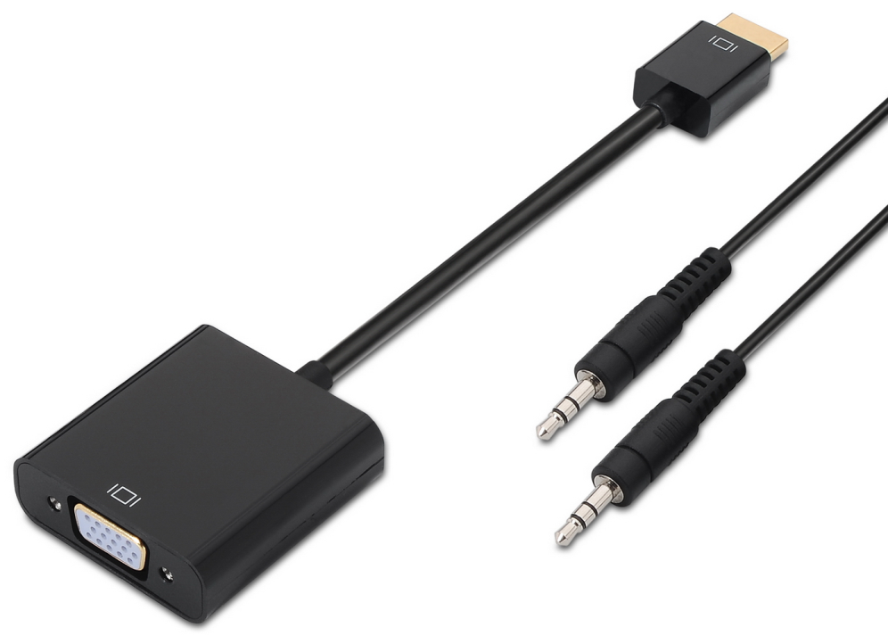 CONVERSOR AISENS HDMI A/M-SVGA/H+JACK 3.5/H NEGRO 10CM+1.0M